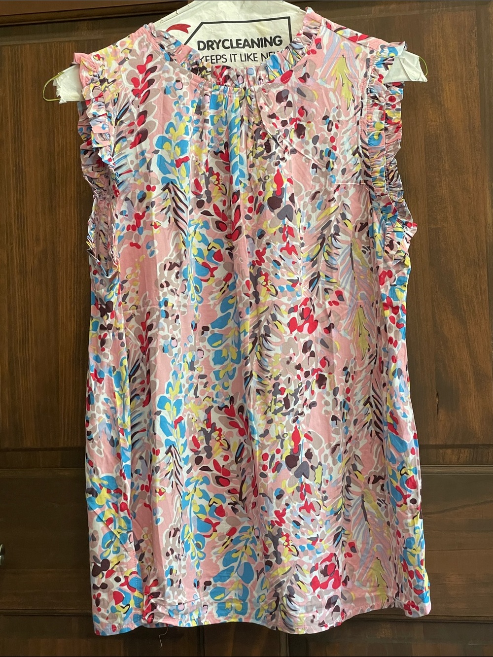 Pink Floral Print Ruffle-Trim Sleeveless Camisole